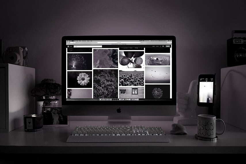 Silver Imac Displaying Collage Photos